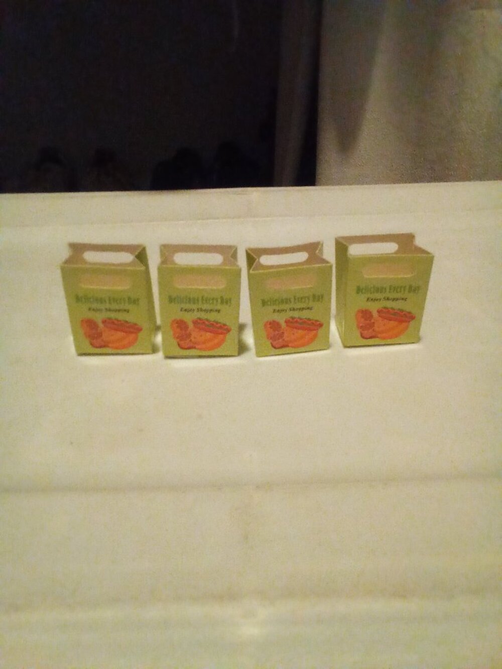 6 Pc Miniature Grocery Bags & Bakery Boxes Dollhouse Food Accessories